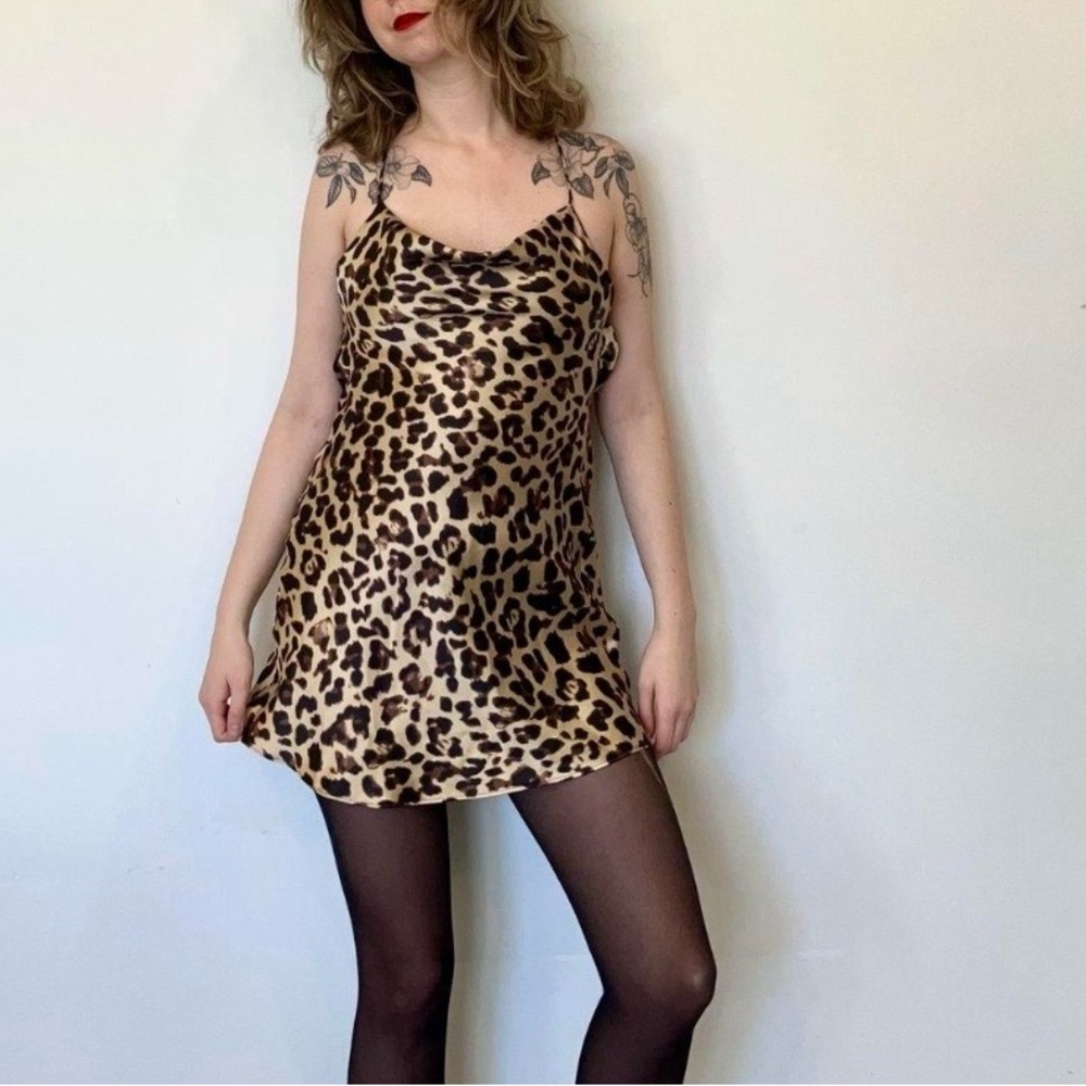 Zara leopard Print open back party Dress in size XS